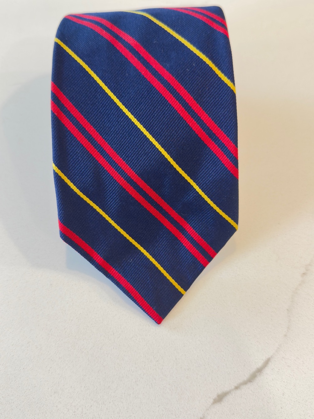 Polo by Ralph Lauren Navy Tie with Red and Yellow Stripes